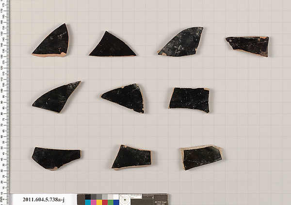 Terracotta fragments of kylikes (drinking cups)