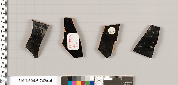 Terracotta fragments of kylikes (drinking cups)
