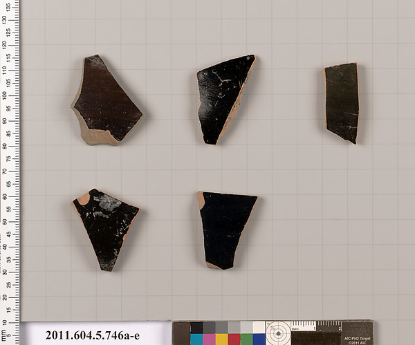 Terracotta fragments of kylikes (drinking cups)