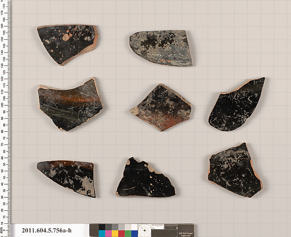 Terracotta fragments of kylikes (drinking cups)