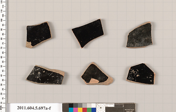 Terracotta fragments of kylikes (drinking cups)