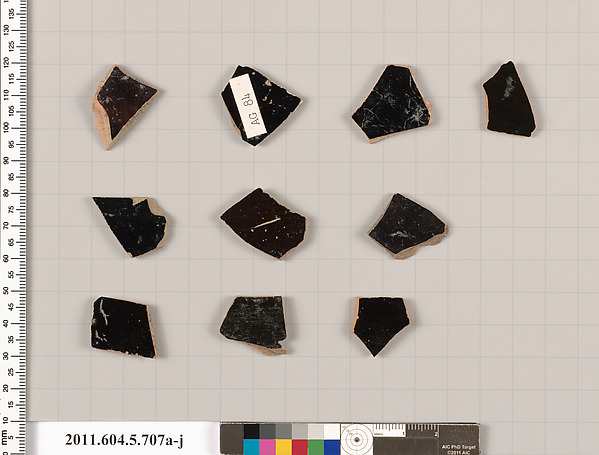 Terracotta fragments of kylikes (drinking cups)