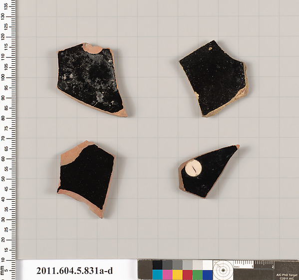 Terracotta fragments of kylikes (drinking cups)