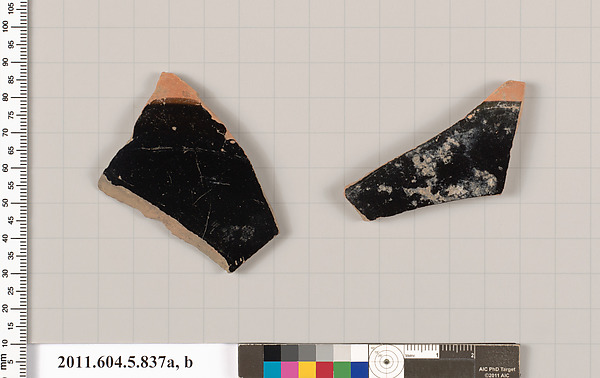 Terracotta fragments of kylikes (drinking cups)