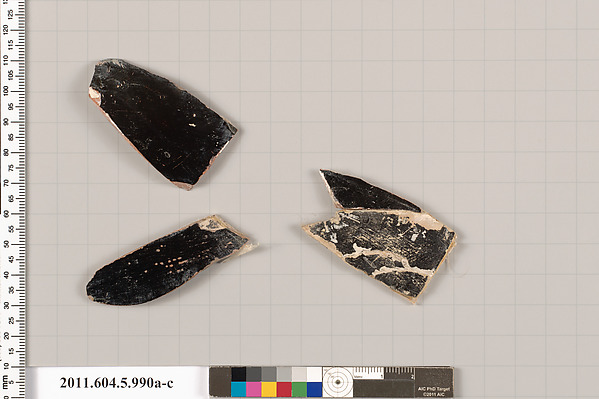 Terracotta fragments of kylikes (drinking cups)