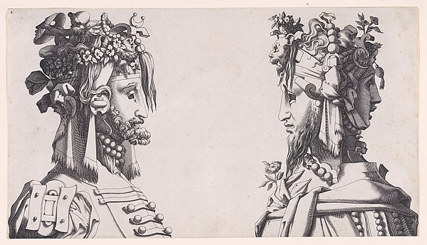 Two Male Busts with Head-dresses for the Ballet