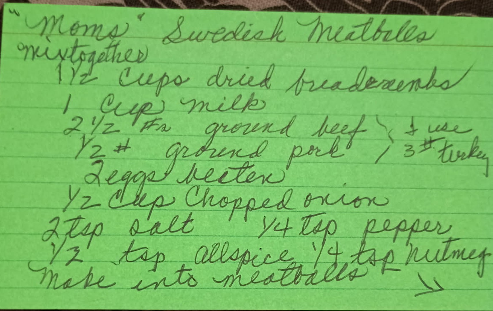 Moms Swedish Meatballs