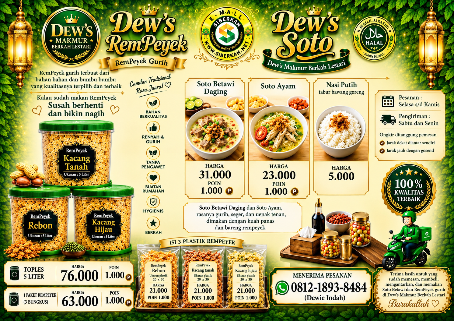 Soto Betawi Daging : 31 Ribu, Nasi : 5 Ribu, Soto Ayam : 23 Ribu