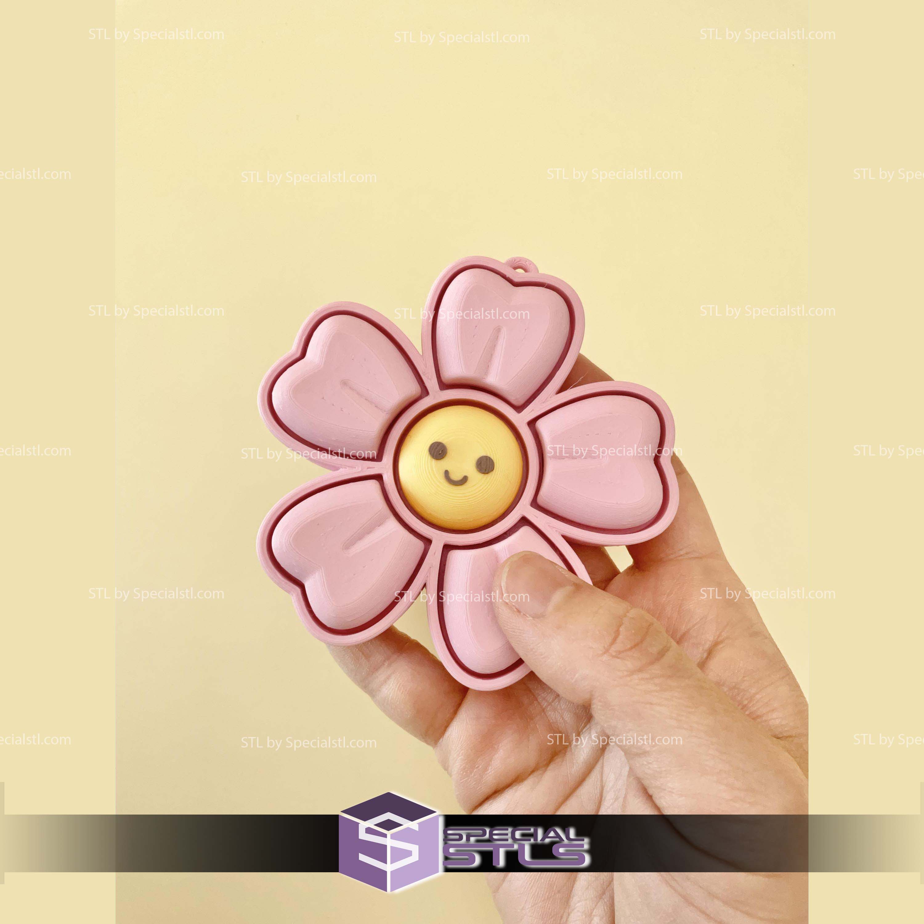 Smiley Flower Multi And Single Clicker Keychain Fidget STL Files