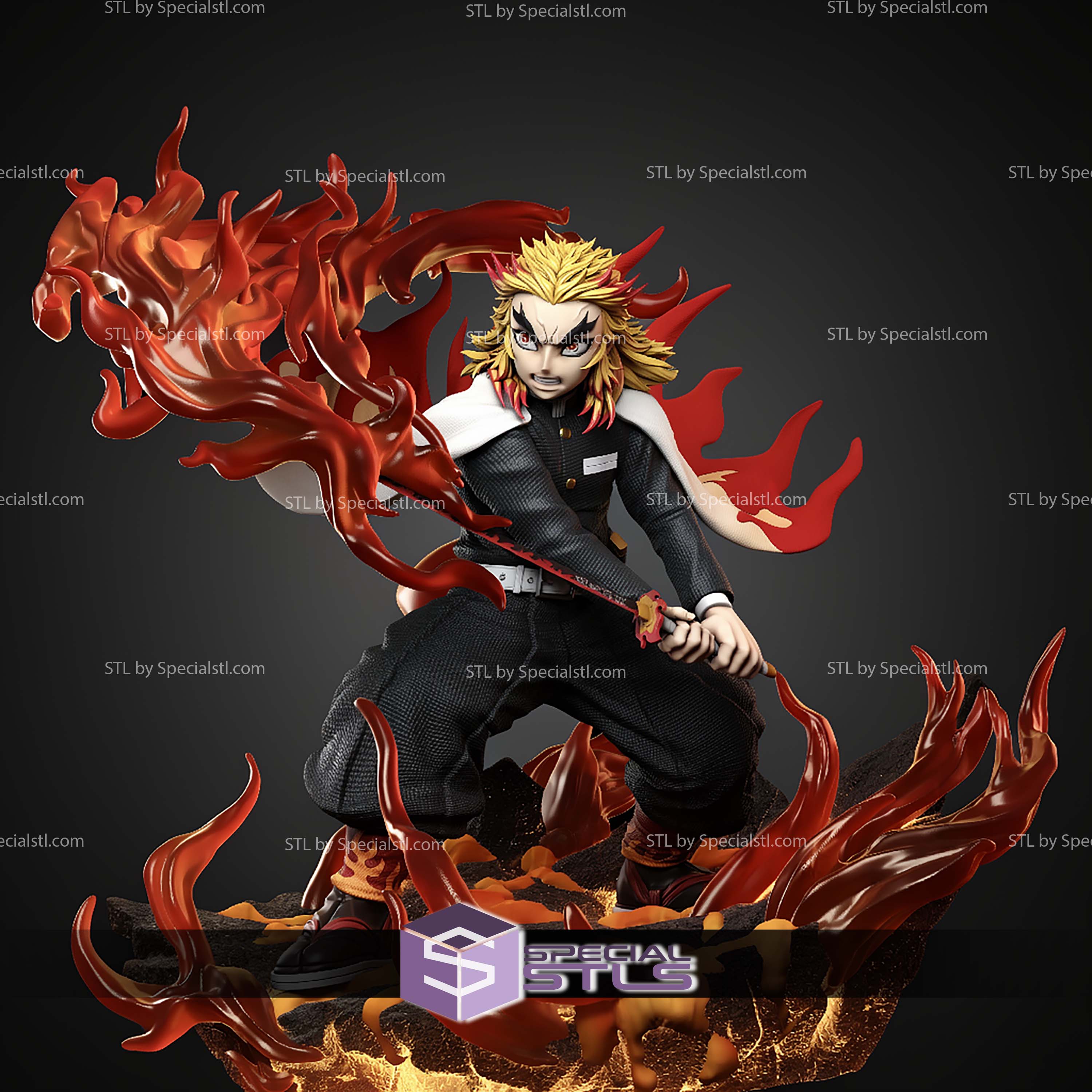 Kyojuro Rengoku Blood Battle 340mm STL Files