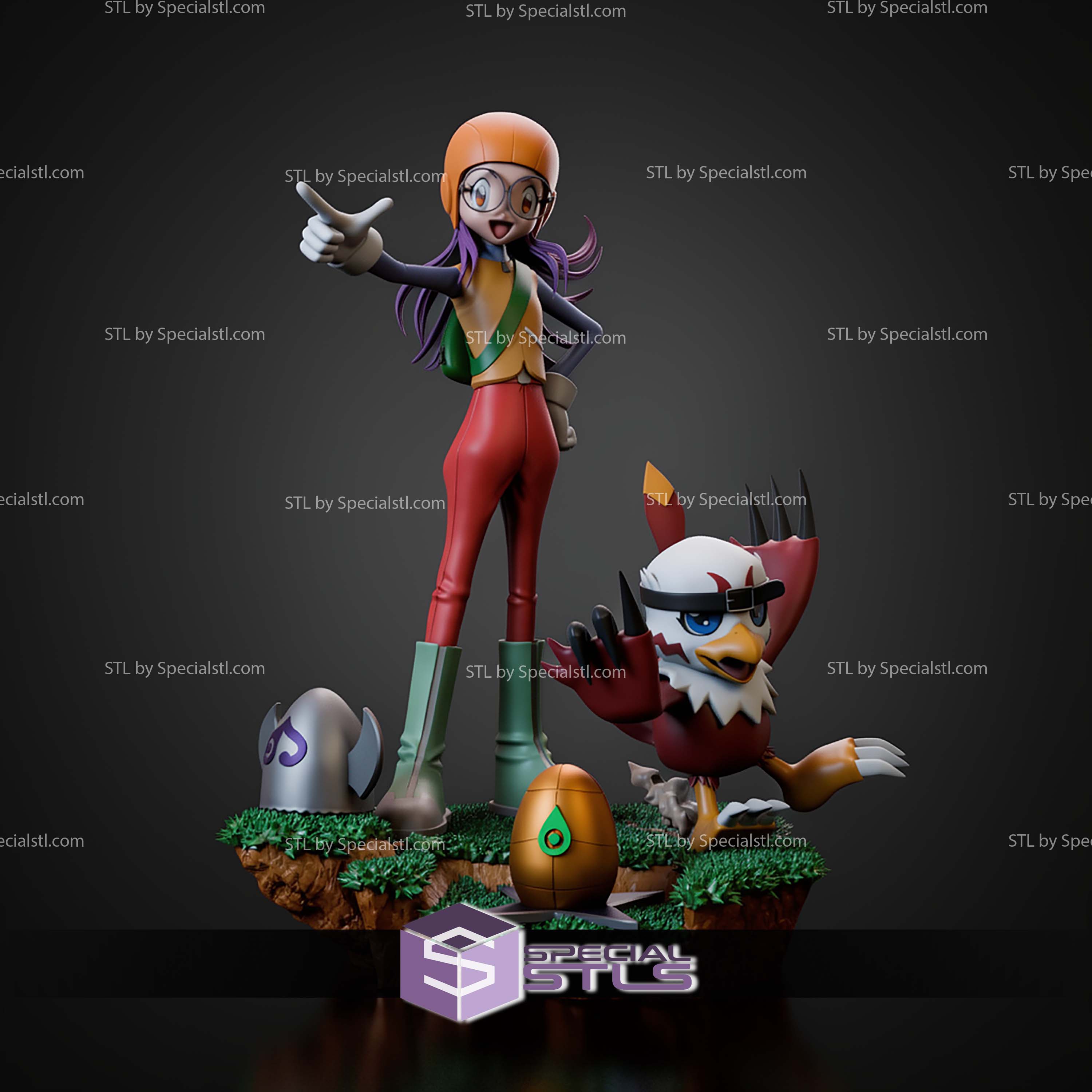 Yolei and Hawkmon Digimon STL Files