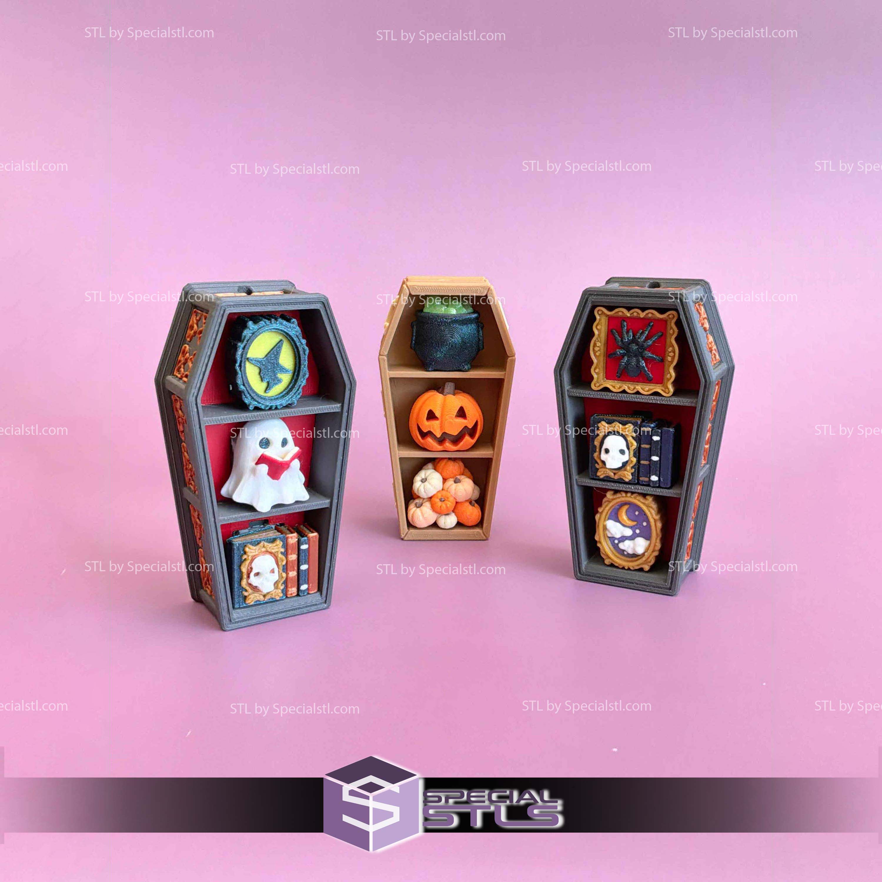 Spooky Coffin Shelf Multi Clicker Keychain Fidget Toy Bundle STL Files