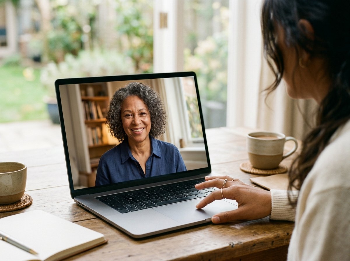 A laptop showing a video export finishing with the finished file ready to save