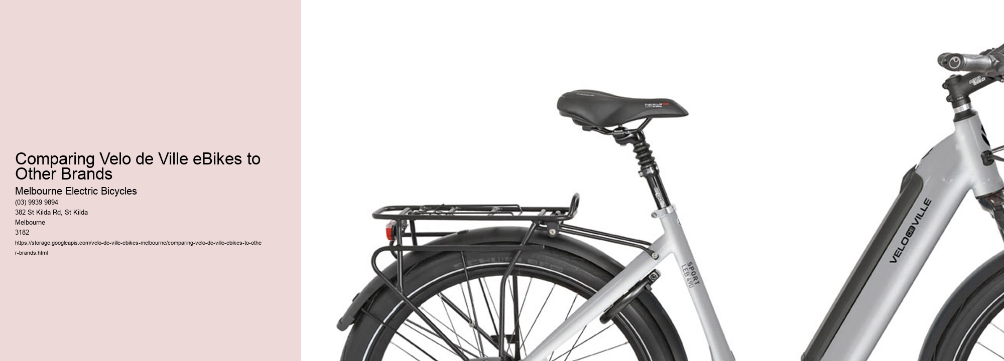 Comparing Velo de Ville eBikes to Other Brands