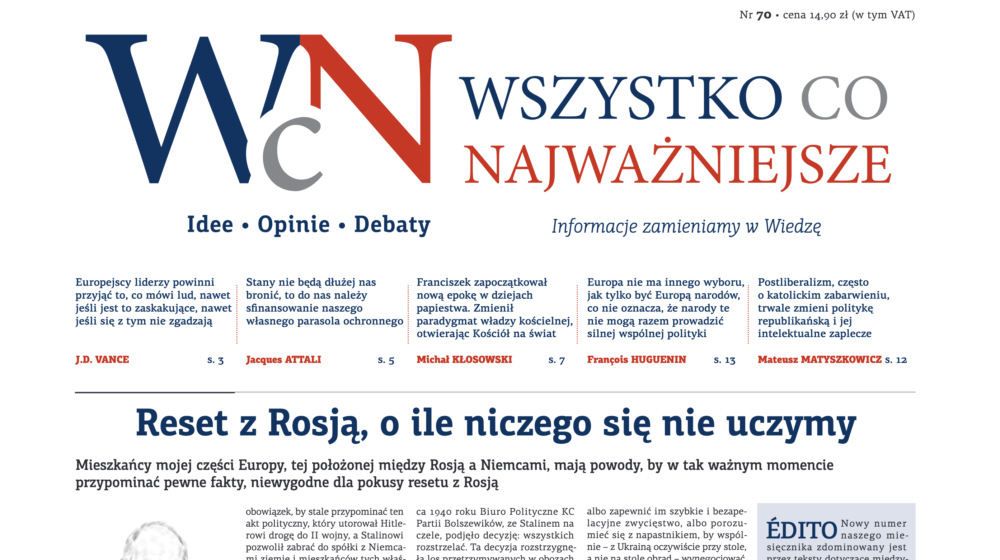 Zdjęcie okładkowe wpisu Nr 70. „Wszystko co Najważniejsze” jest już dostępny w EMPIK-ach, Księgarni Polskiej w Paryżu oraz wysyłkowo i w prenumeracie – w Sklepie Idei.
