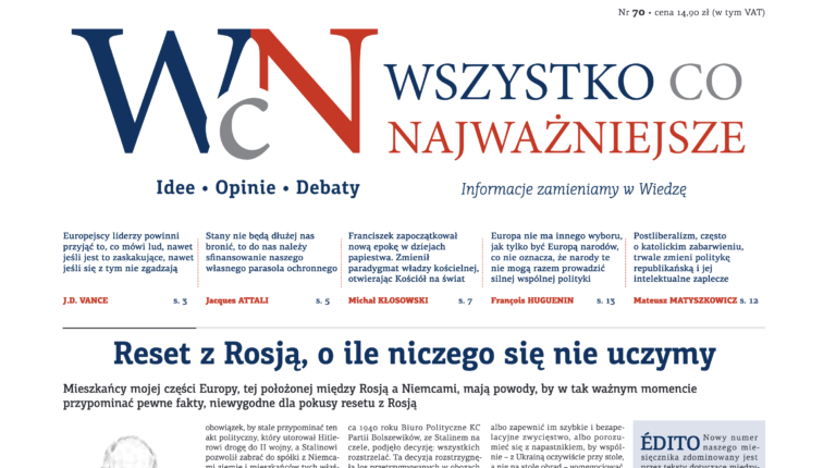 Nr 70. „Wszystko co Najważniejsze” jest już dostępny w EMPIK-ach, Księgarni Polskiej w Paryżu oraz wysyłkowo i w prenumeracie – w Sklepie Idei.