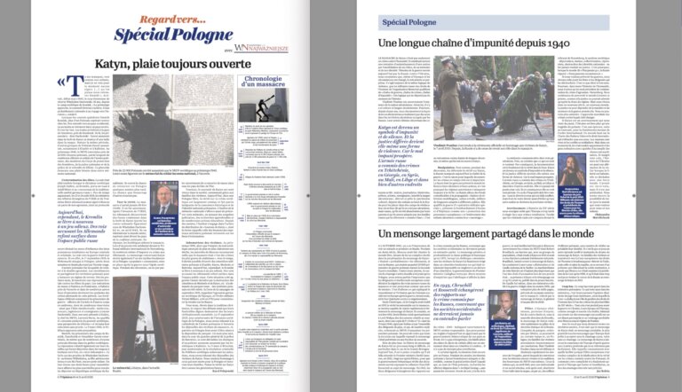 Noblistka Ołeksandra MATWIJCZUK, Karol POLEJOWSKI i Jan ROKITA we francuskim wpływowym dzienniku „L'Opinion” w rocznicę Zbrodni Katyńskiej