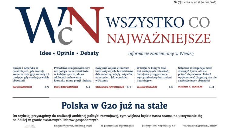 Najnowszy, 75. numer „Wszystko co Najważniejsze” jest już dostępny w EMPIK-ach, Księgarni Polskiej w Paryżu oraz wysyłkowo i w prenumeracie – w Sklepie Idei.