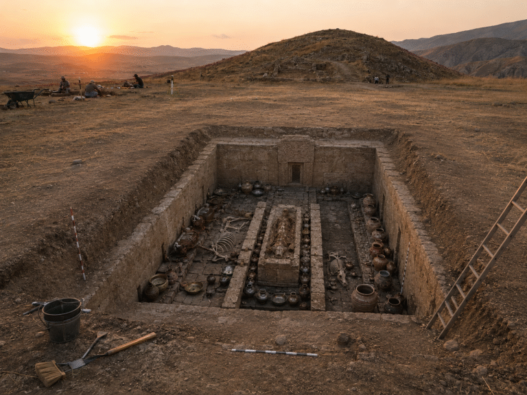 Monumentalny grobowiec z Armenii. W jego wnętrzu znajdowały się artefakty i końskie szczątki