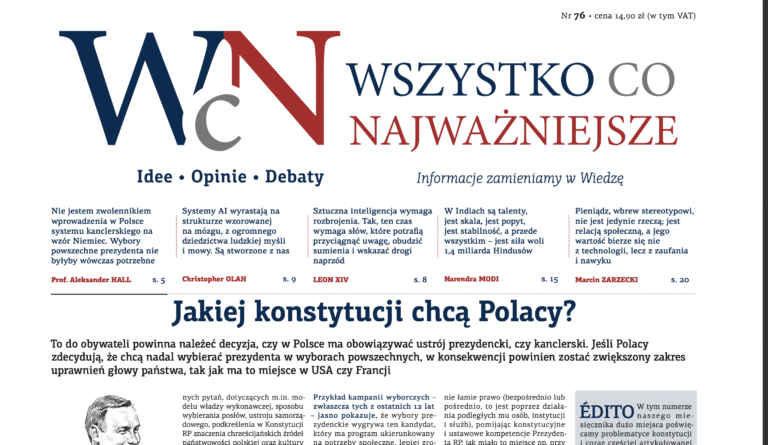 Najnowszy, 76. numer „Wszystko co Najważniejsze” jest już dostępny w EMPIK-ach, Księgarni Polskiej w Paryżu oraz wysyłkowo i w prenumeracie – w Sklepie Idei