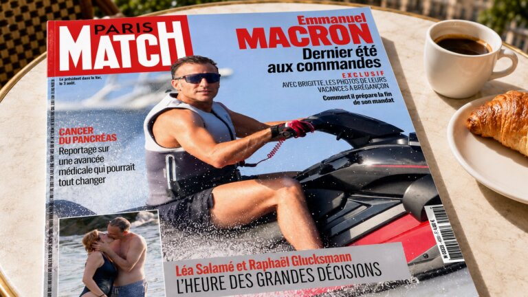 Emmanuel Macron na skuterze wodnym