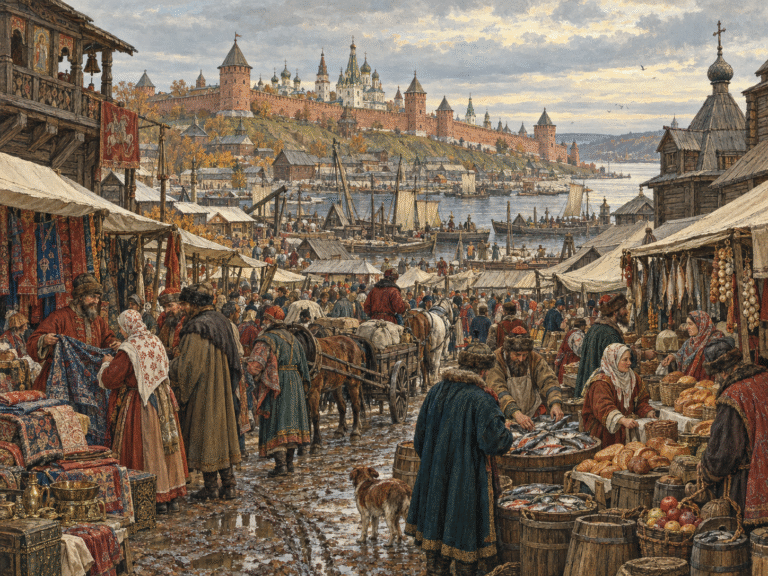 Średniowieczne targowisko i budynki z Niżnego Nowogrodu. Najstarsze ujawnione konstrukcje liczą 700 lat