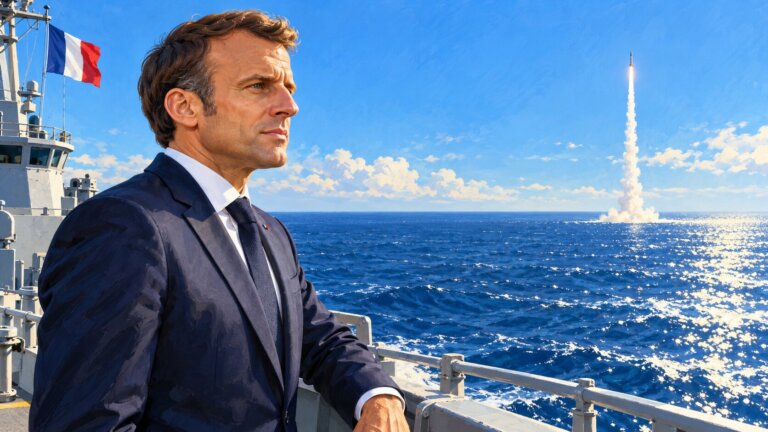 Emmanuel Macron i rakieta M51
