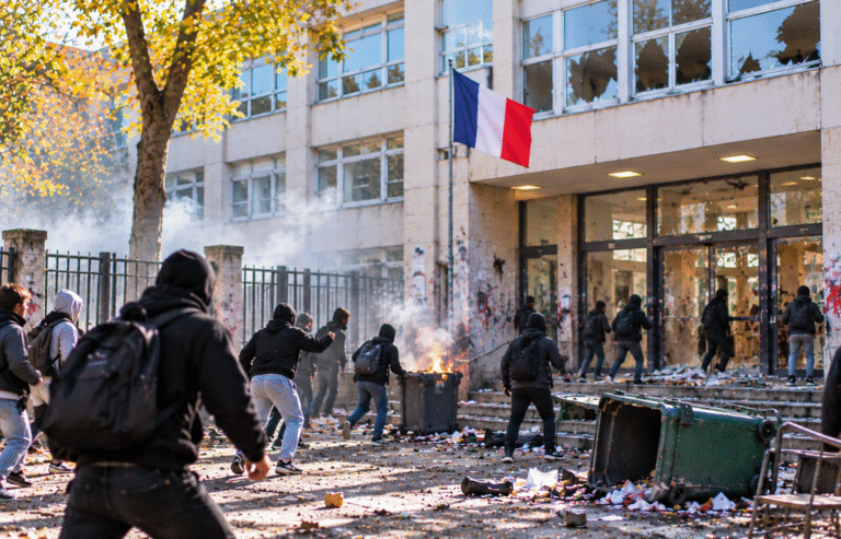 zamieszki podczas strajku licealistów we Francji